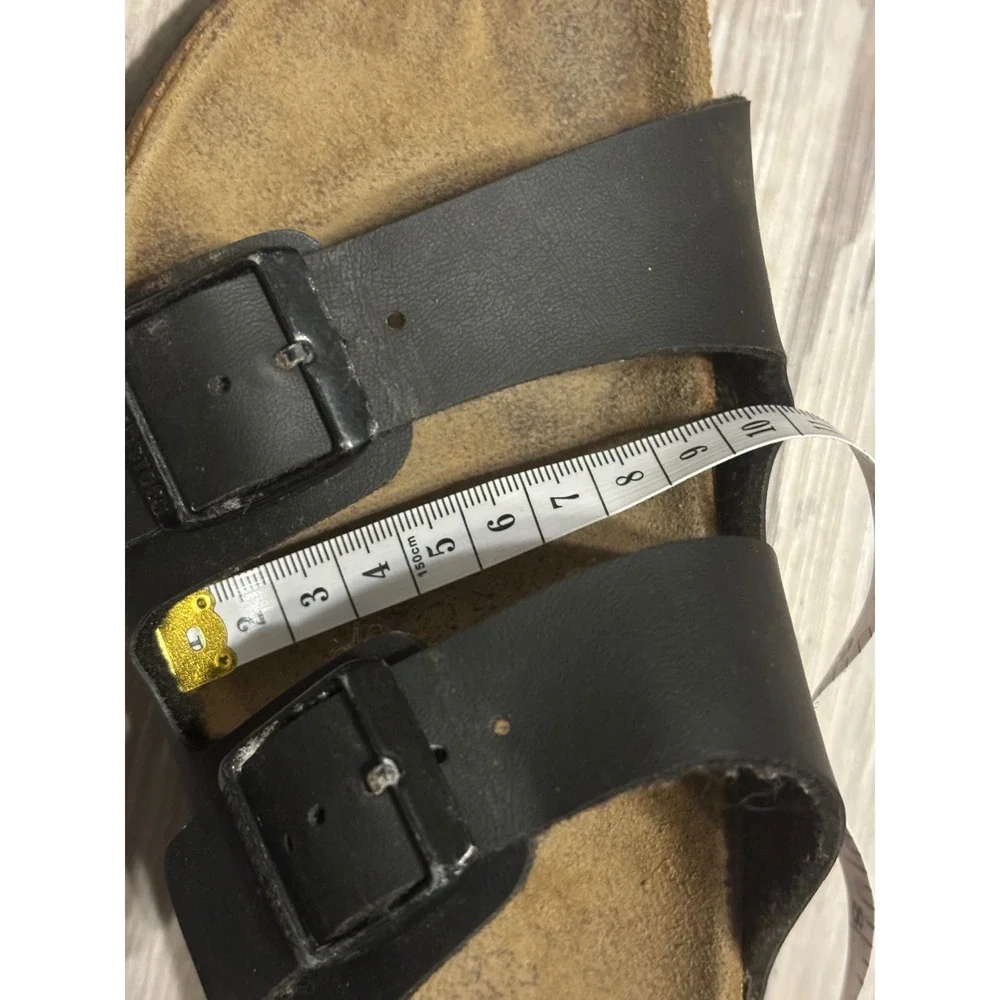 Birkenstock Arizona Black Birko-Flor Two Strap Slide Sandals Womens 7.5